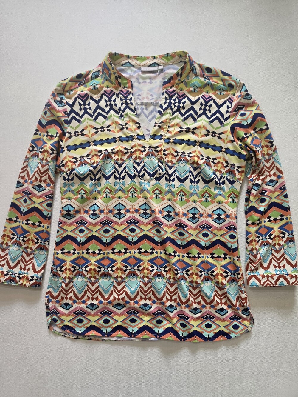 Ellie Kai Blouse Womens Size 6 Multicolor Southwestern Aztec Lightweight Casual
